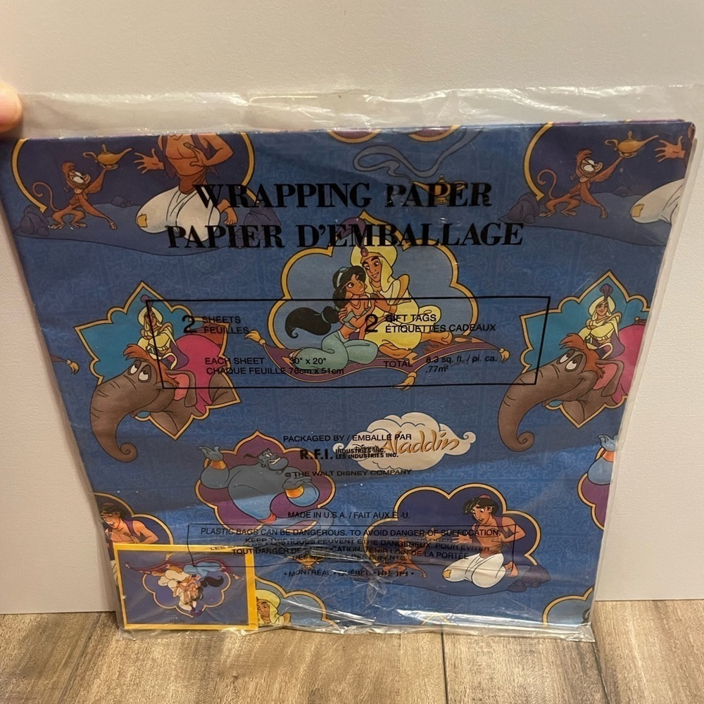 Vintage Disney Aladdin Wrapping Paper, sealed
